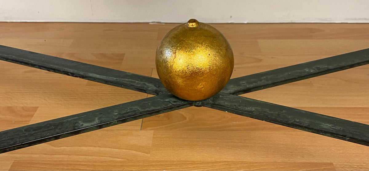 Decorative Wrought Iron Cocktail Coffee Table, Architectural Element Glass Top — detail 8