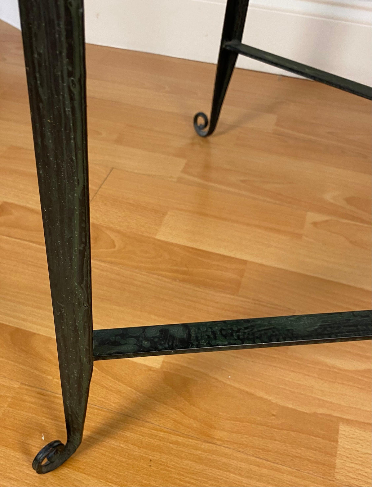 Decorative Wrought Iron Cocktail Coffee Table, Architectural Element Glass Top — detail 9